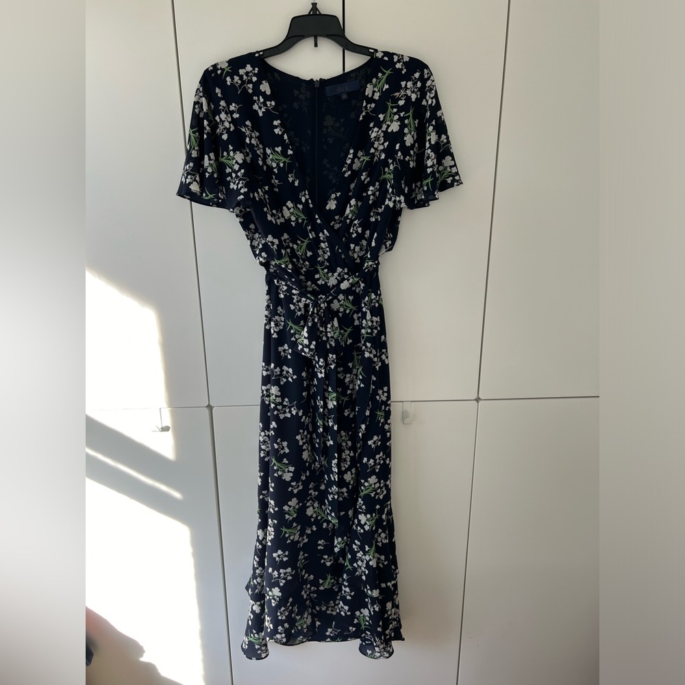 RACHEL Rachel Roy Faux Floral Wrap Dress in Navy Size 14
